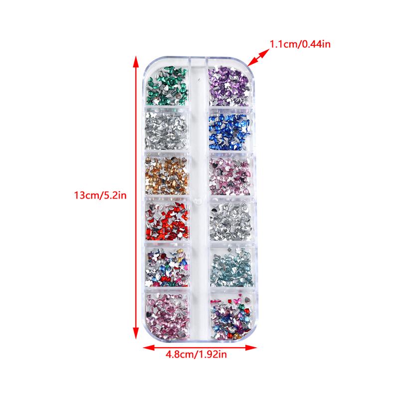 12 přihrádek Mini nehty Plochá zadní strana Zkrášlit nehty DIY Dekorativní 3D Manikúra Nail Art Dekorace Pro Dívky