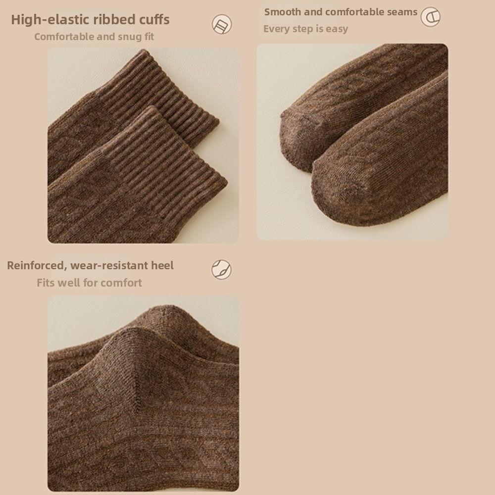 1/5 Pairs Warm Winter Thickened Wool Socks Fleece Solid Color Women's Floor Socks Seamless Anti-Cold Polycotton Snow Socks