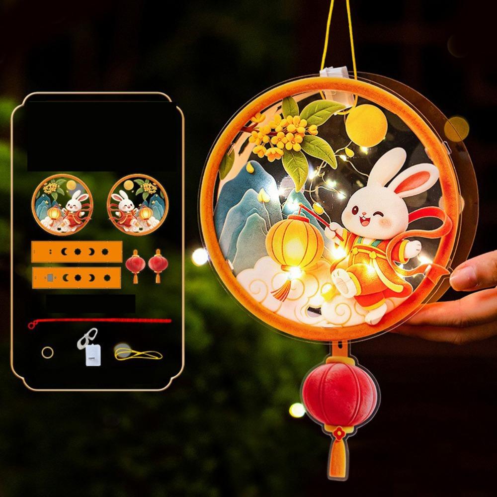 Cute Bunny Lantern Cartoon Handheld Rabbit Flower Lantern Mid Autumn Lantern  Holiday Decoration
