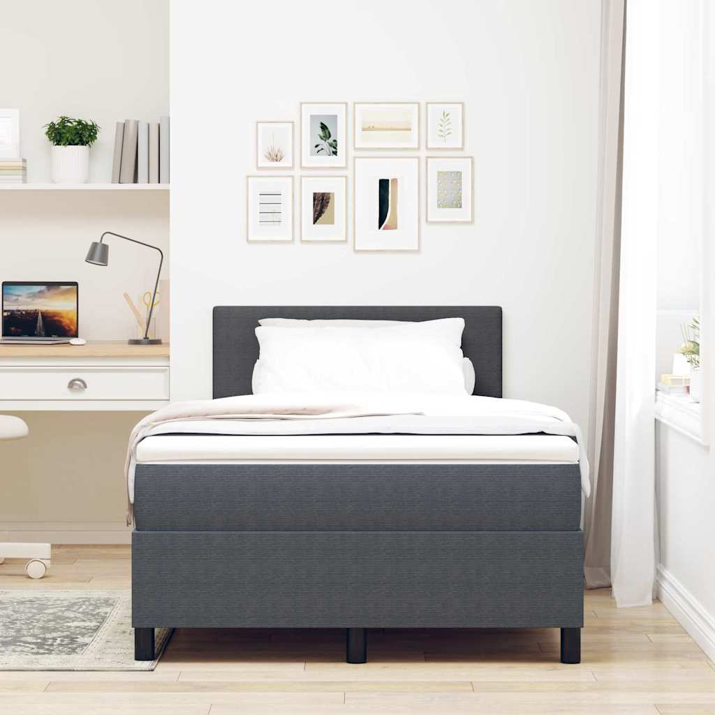 Box Spring Bed Dark Gray and White 120 X 190 Cm Corduroy Fabric