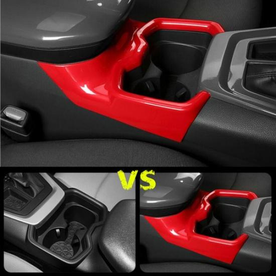 For - Toyota RAV4 ABS Red Interior Car Water Cup Holder Frame Cover Trim