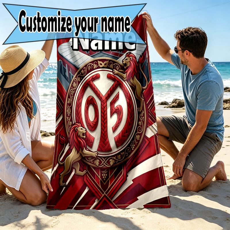 Custom Name Personalized 05 1FSV Mainz 05 Print Beach Towel, for Trip Camping Beach Party Home Decor, Birthday Gift for Family & Friends