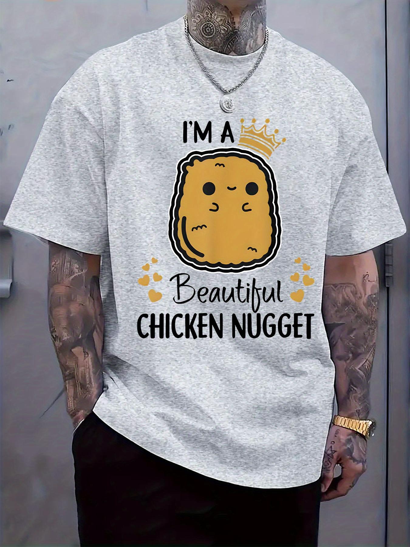

Light Gray Casual T-shirt with Cute Chicken Nugget Graphic Print – I m a Beautiful Chicken Nugget Design M