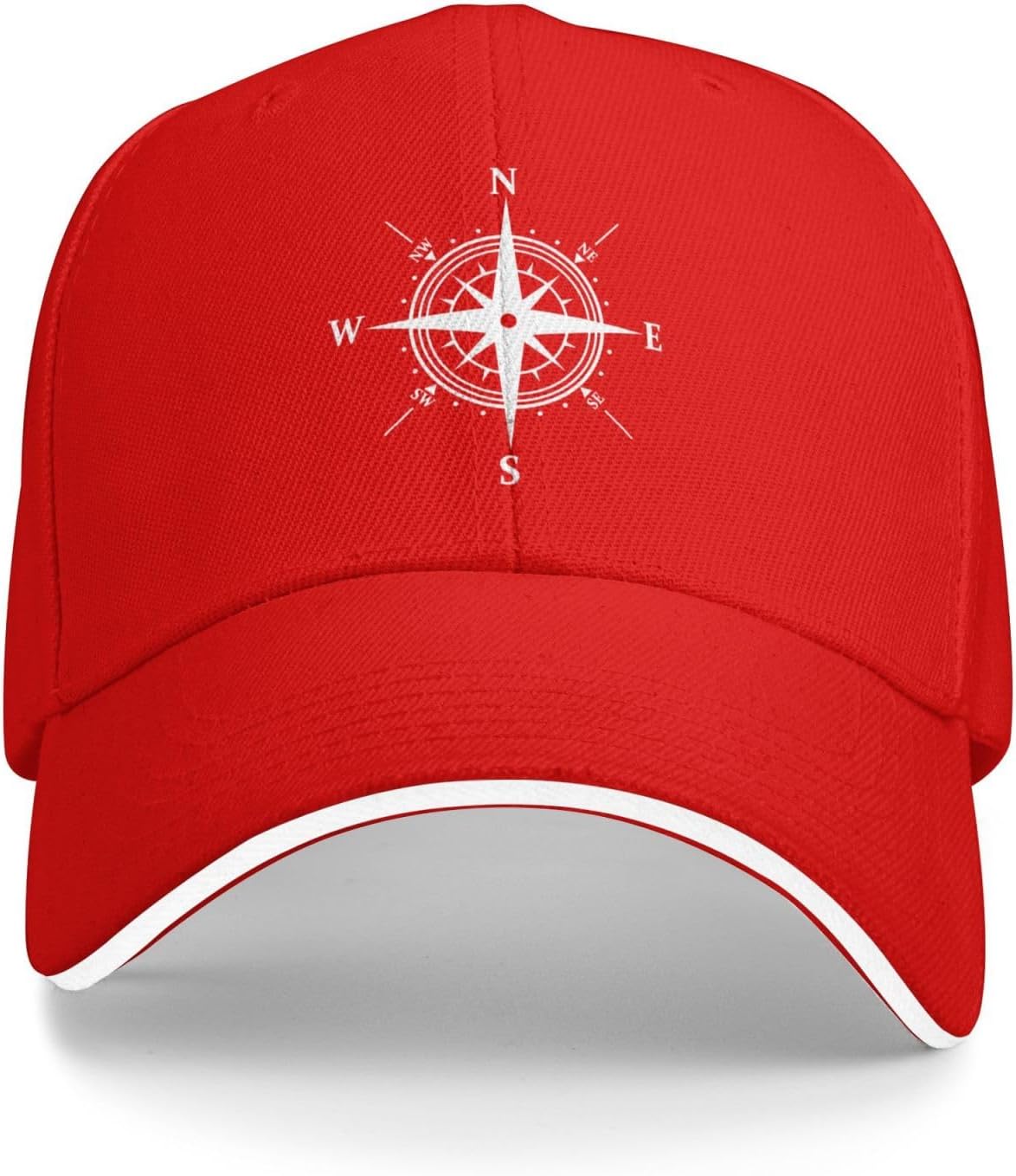

Nautical Compass Print Baseball Cap Polyester Adjustable Sun Protection Casual Sports Hat for Adults One Size