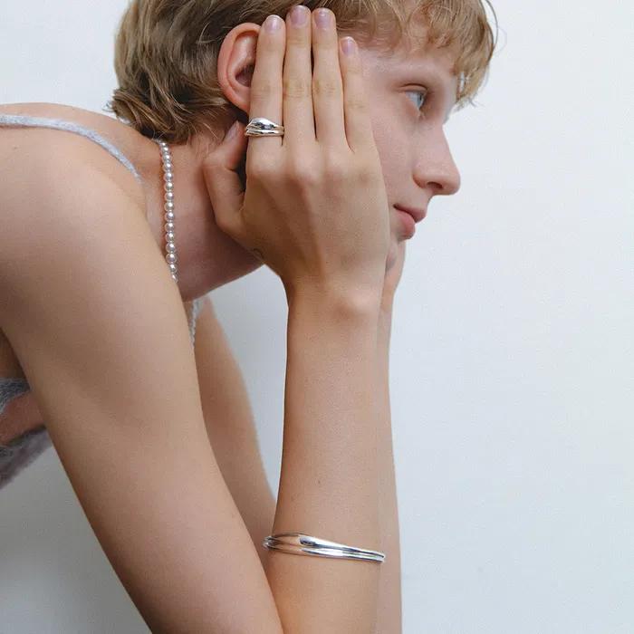 Double Wave Bangle Bracelet