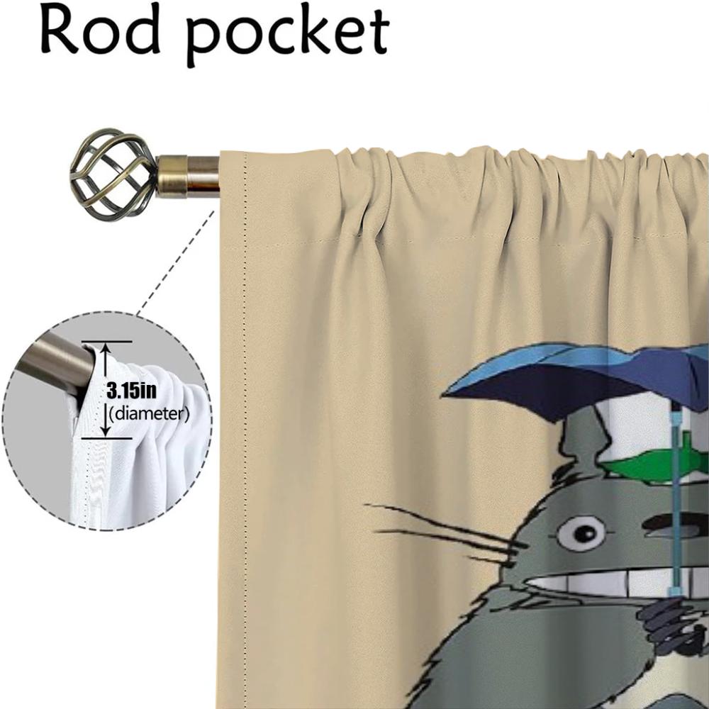 TotoroS Zasłona okienna do pokoju 2 panele Nowoczesne zasłony do salonu 2 sztuki Tiul do sypialni Dekoracja na Halloween Rolety Dziecko