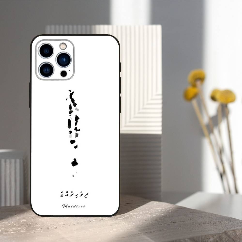 MALDIVES Travel Map Phone Case For iPhone 17,16,15,14,13,12,11,Plus,Pro Max,XS,X,XR,SE,Mini,8,7,Soft Silicone Black