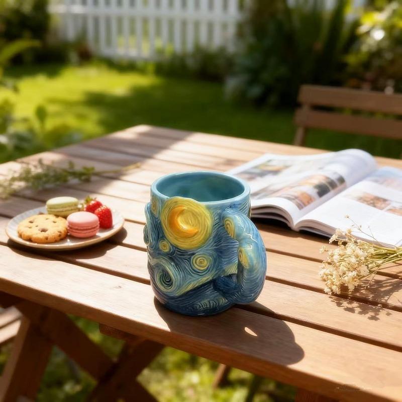 Van Gogh Artistic Inspiration Starry Sky Mug, Home Desktop Decoration Item, Handcrafted Coffee Cup