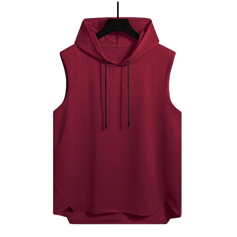 Canotta con Cappuccio Senza Maniche da Uomo Casual Vestibilità Larga Streetwear Gilet da Palestra