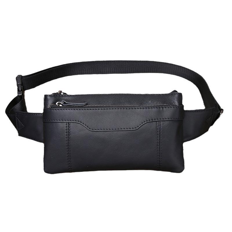 Leather Men'S Fanny Pack, Mobile Phone Bag, Leisure Sports, Outdoor Messenger Small Backpack, Trendy Shoulder Bag.