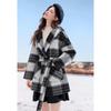 Betu Women's Hooded Plaid Wool Blend Overcoat