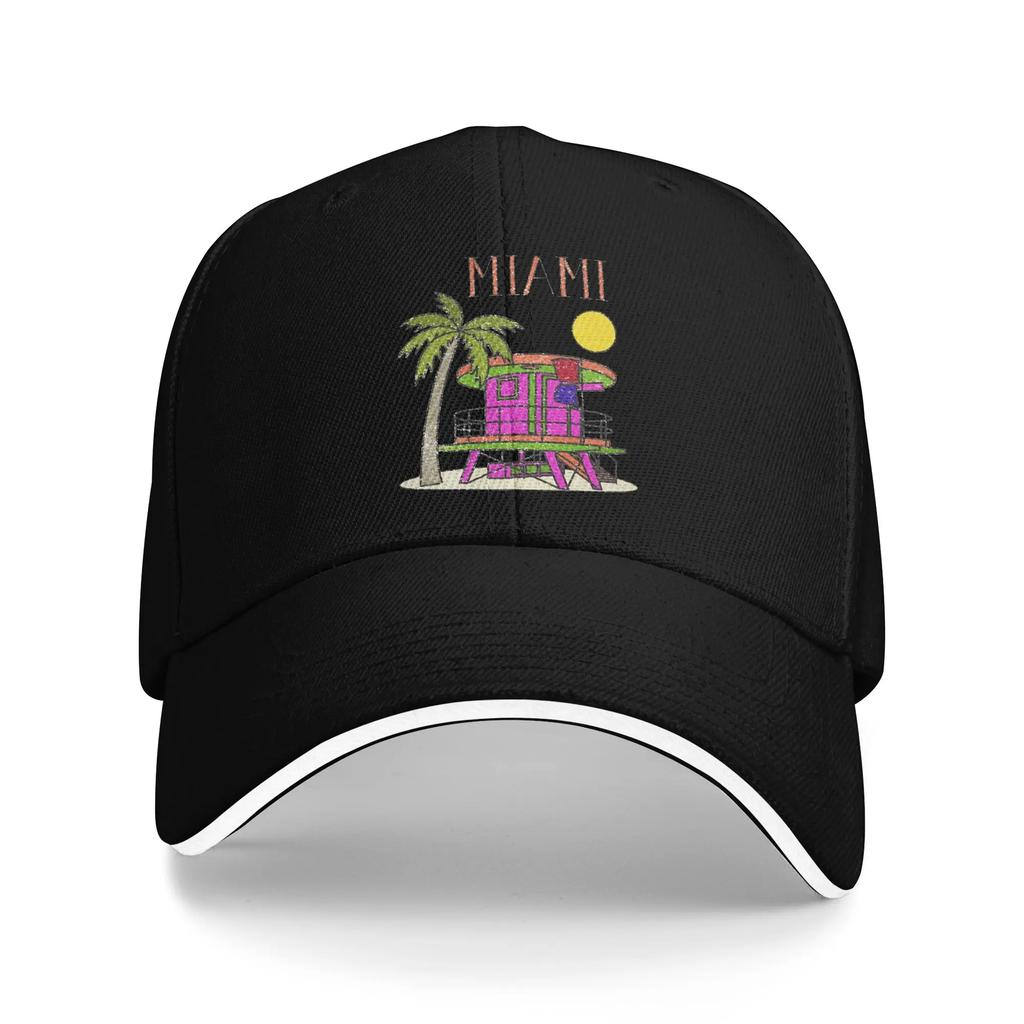 Miami Retro Beach Sandwich Hats Unisex Women RetroBaseball Cap Hat Breathable Snapback Caps Cap High Quality Cap