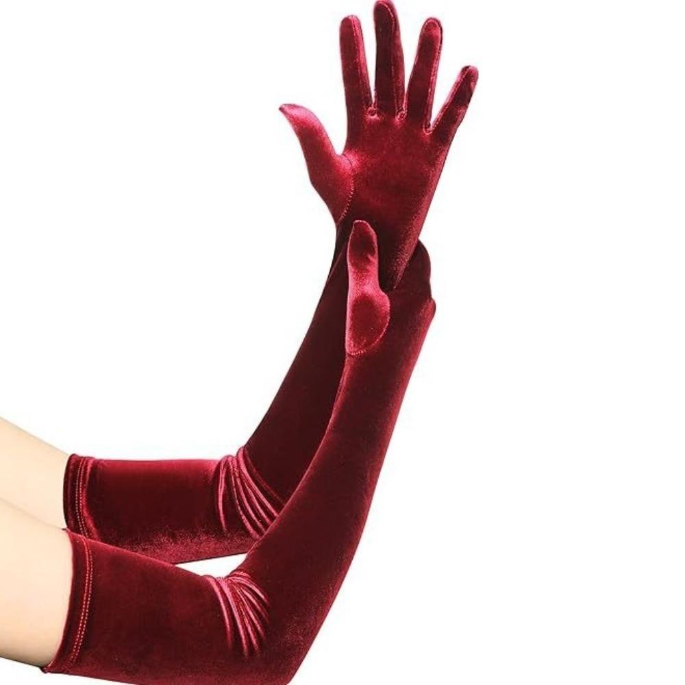 Retro-lange Fäustlinge aus goldenem Samt für Abendkleider – neue Benimmhandschuhe als Geschenk