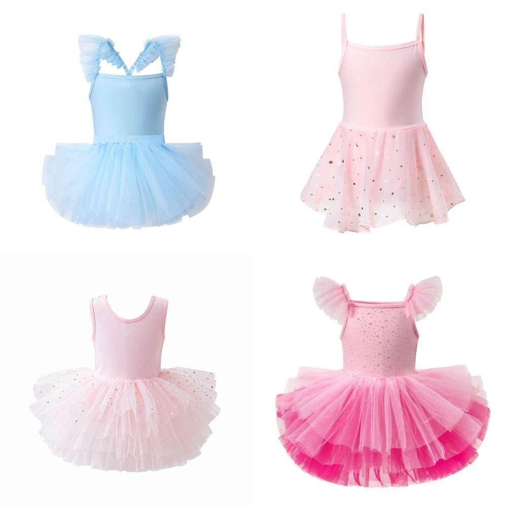 Short Sleeve Ballet TuTu Dress Cross Strap Ballet Performance Costume Gymnastic