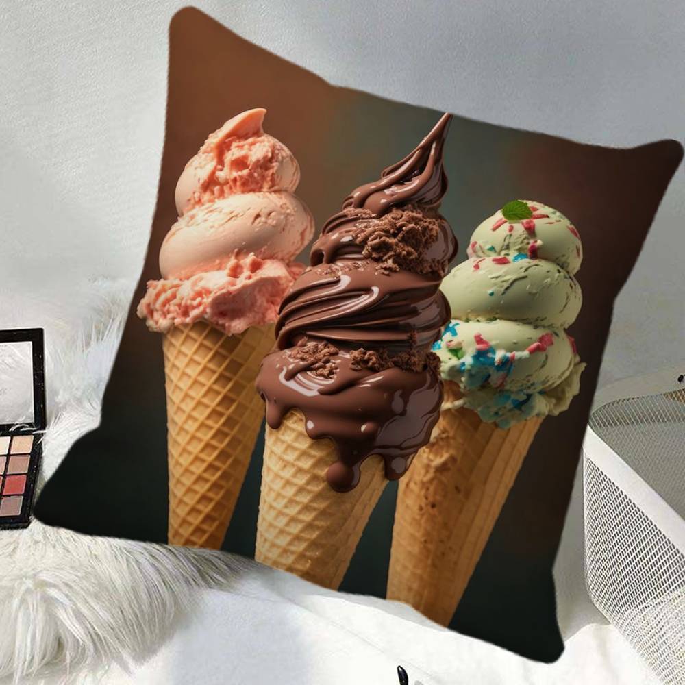 Pizza Hamburger Hot Dog Ice Cream Pillow Case Square Pillow Bedroom Sofa Leisure Comfort Cushion Car Home Decoration