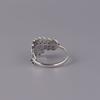 Adjustable Open Ring Women Men Sterling Leaf Motif Vintage Boho Jewelry