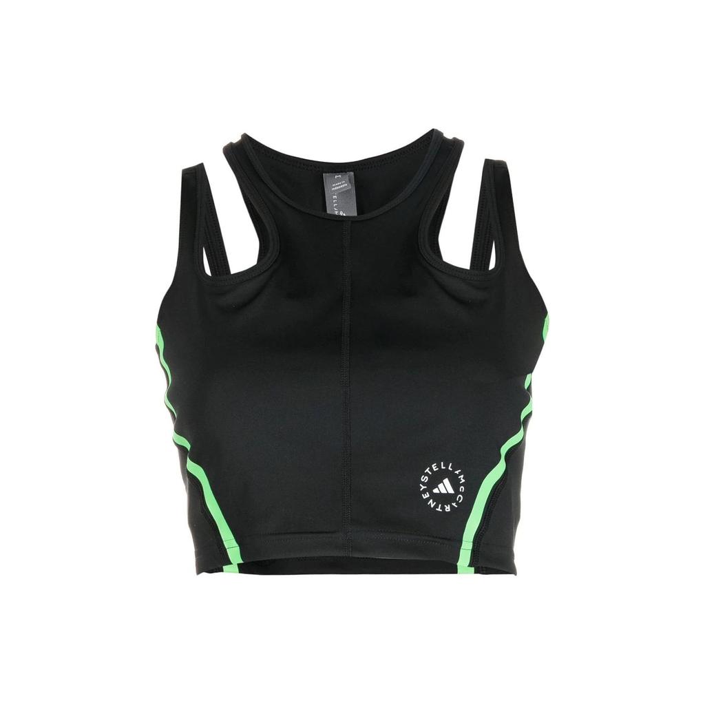 Adidas Striped Sleeveless Sports Tank Top Women Tops Black HR4483