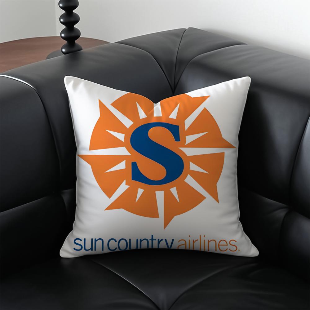 Lässiges Business-Sonnenschein-Landesfluglinien-Logo Kissenbezug Kissenhülle Staubmilbenfrei Versteckter Reißverschluss Seidiger Plüschkissen