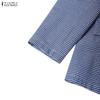 ZANZEA Women Casual Turn Down Collar Long Sleeve Plaid Print Thin Cardigan Blazer