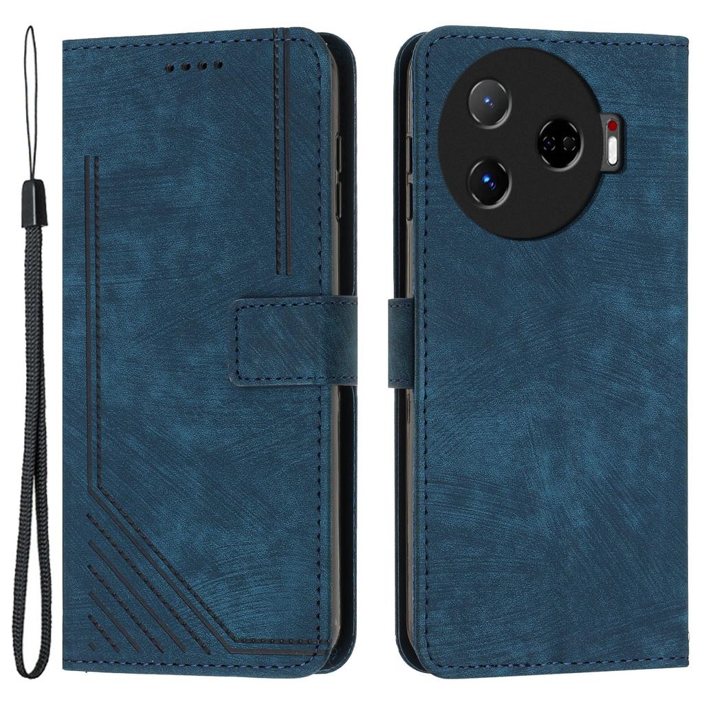 For TECNO Camon 30 Pro 5G Phone Cover Lines Imprinted Anti-Scratch PU Leather Stand Case