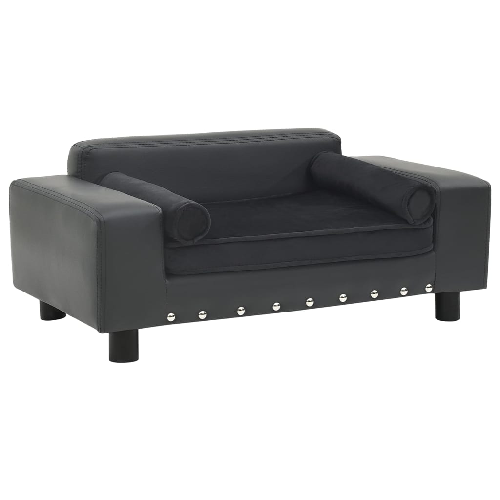 Pet Sofa Dark Gray 81x43x31 cm Plush and Faux Leather