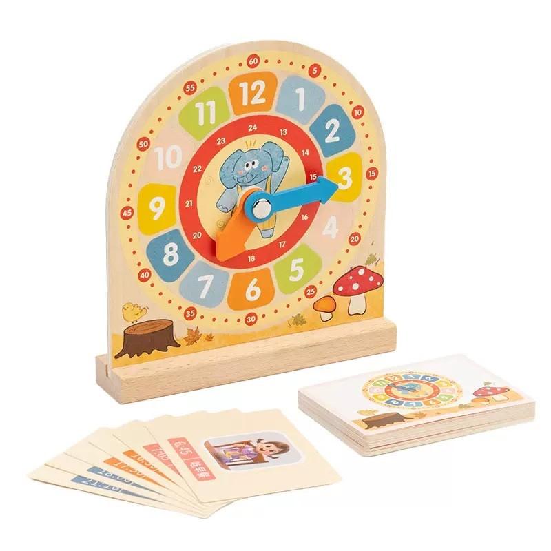 Montessori Educational Learning Toys Wood Clock Game for Children to Learn Reading Time Early Teaching Aids Basic Skill Practice