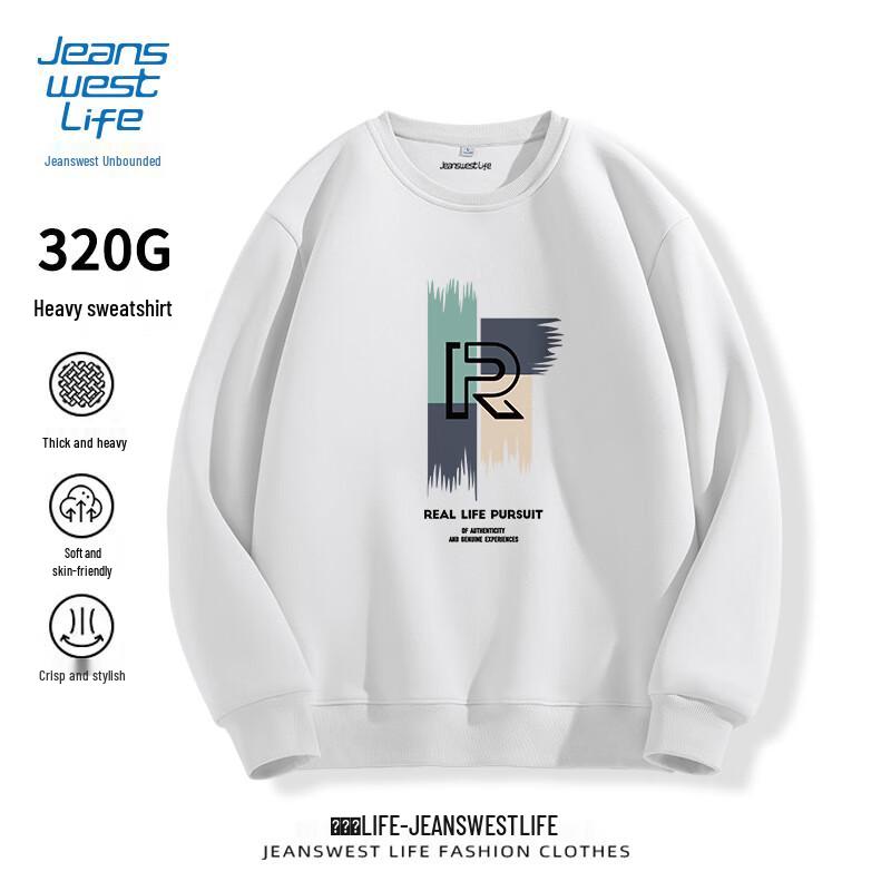 JEANSWEST LIFE Men's Letter Print Round Neck Sweatshirt