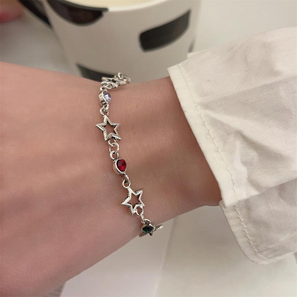 Silver Color Hollow Star Zircon Bracelet Female Interval Five-pointed Star Bracelets Korean Small Jewelry Gift for Women