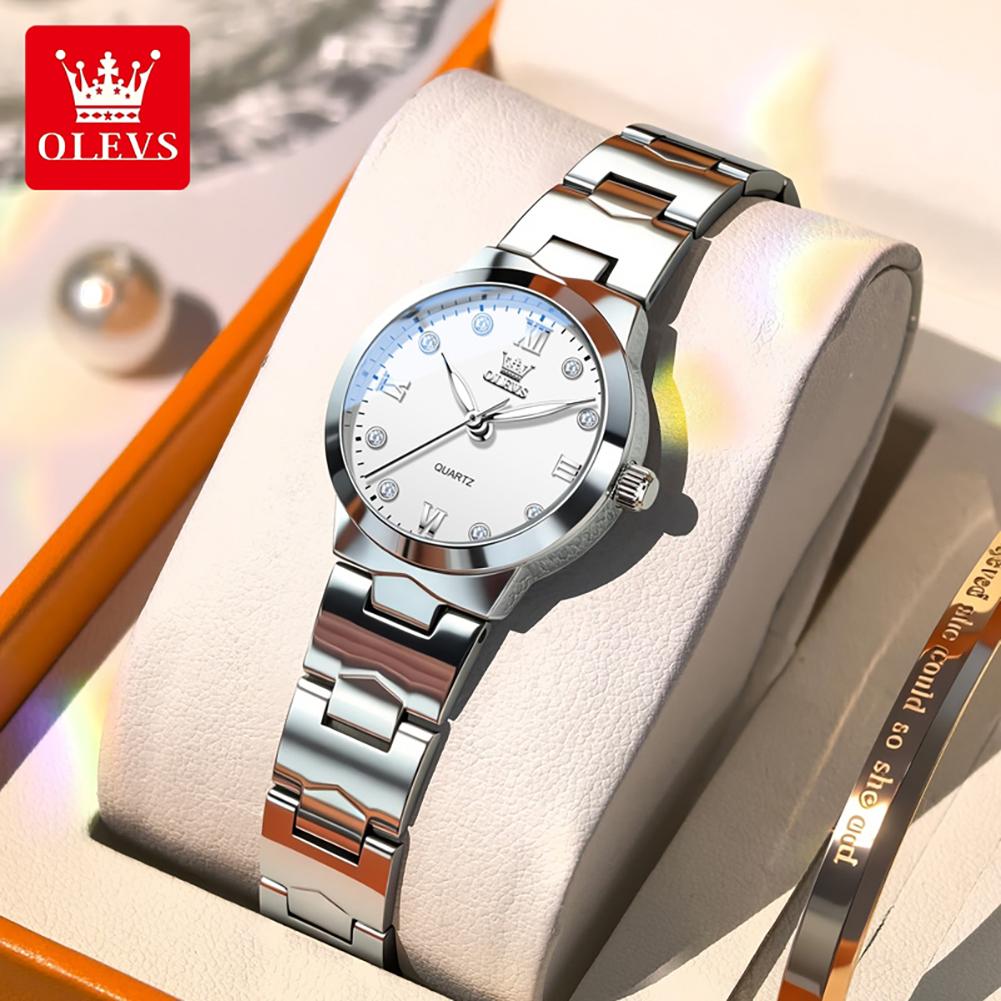 OLEVS Women's Watches Trend Fashion Original Brand Wristwatch for Girl Waterproof Stainless Steel Luminous 3735 Elegant Luxury