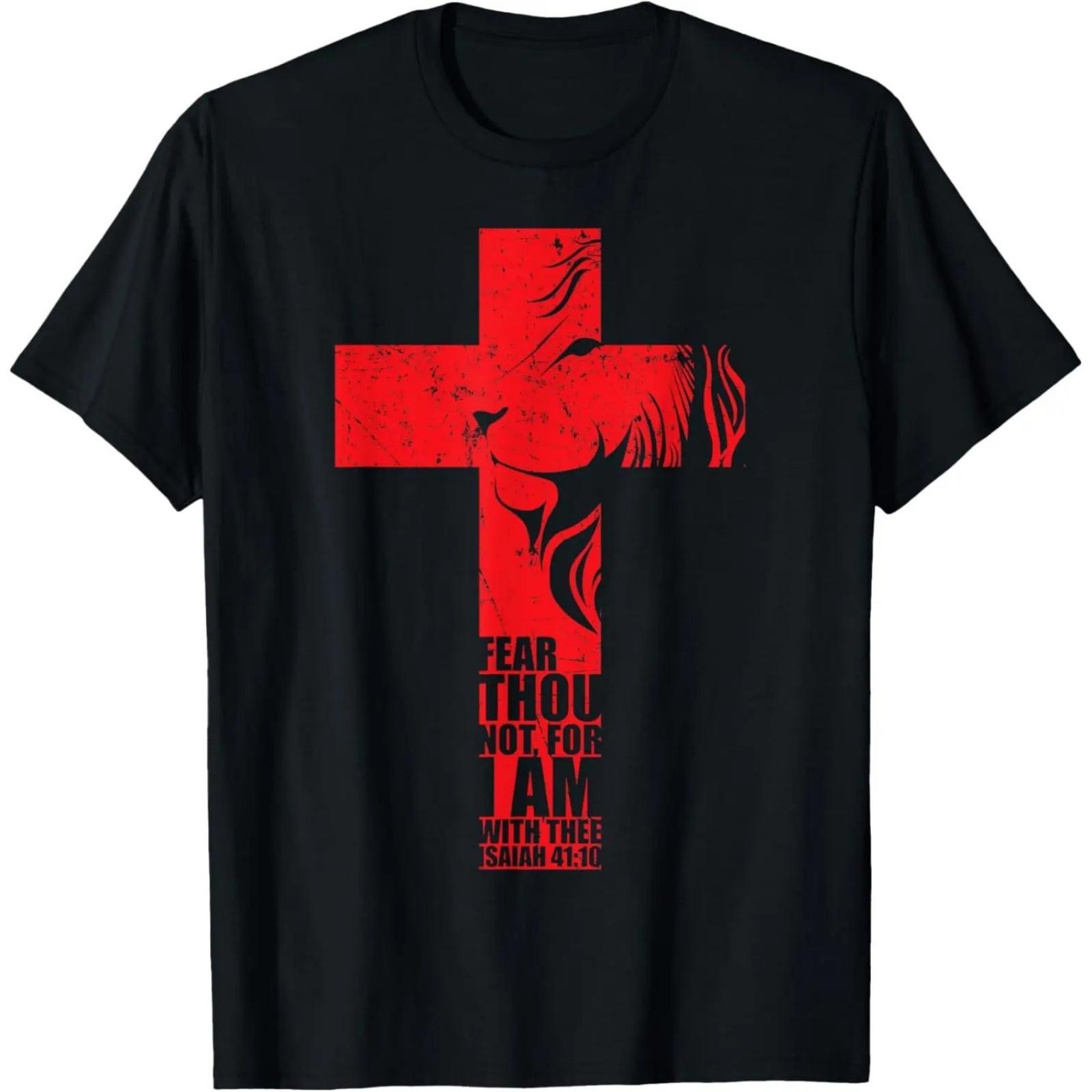 Христианские подарки Мужчины Лев Религиозный Крест Страх Стихи Цитаты Футболка S
