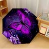 Butterfly Purple Flower (2) Printed Umbrella Windproof Folding Umbrella Portable Sun and Rain Umbrella Suitable for Gifting