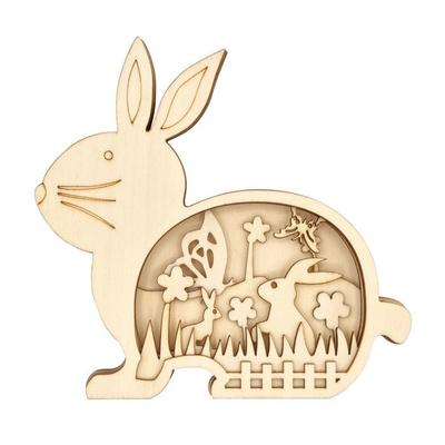 MégaCréa DIY - Carved Wooden Scene Easter Bunny 15 Cm