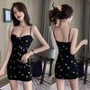 Women's Hot Girl Style Star Print Off-Shoulder Backless Bodycon Dress with Cinched Waist