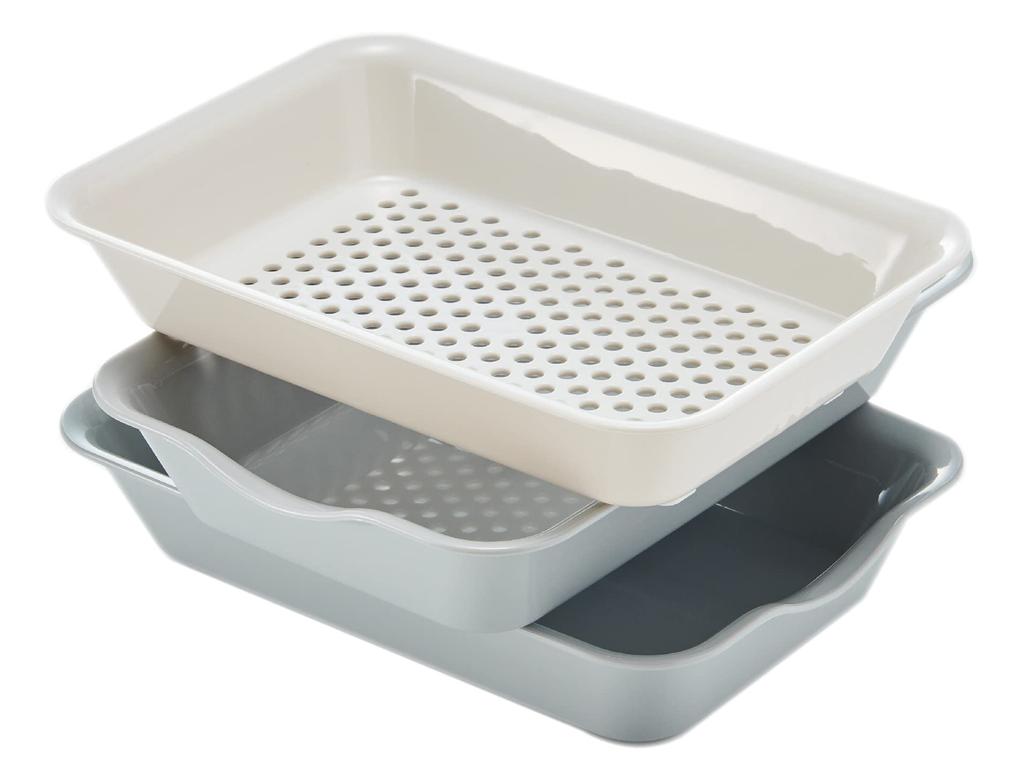 Ihara Kihan Antibacterial Tray Smoky & Colander, Gray, Medium, VC-GY