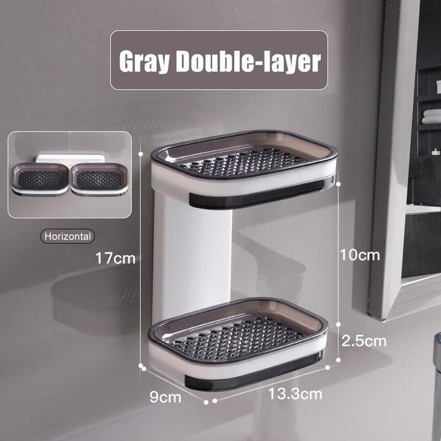Soap Box Perforated Suction Cup Wall-mounted Single and Double Layer Drain Soap Dispenser Household Toilet Bathroom Soap Rack