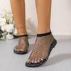 Summer Round Toe Sandals Hollow Net Diamond Short Boots - Sexy, Large Size, Flat Shoes