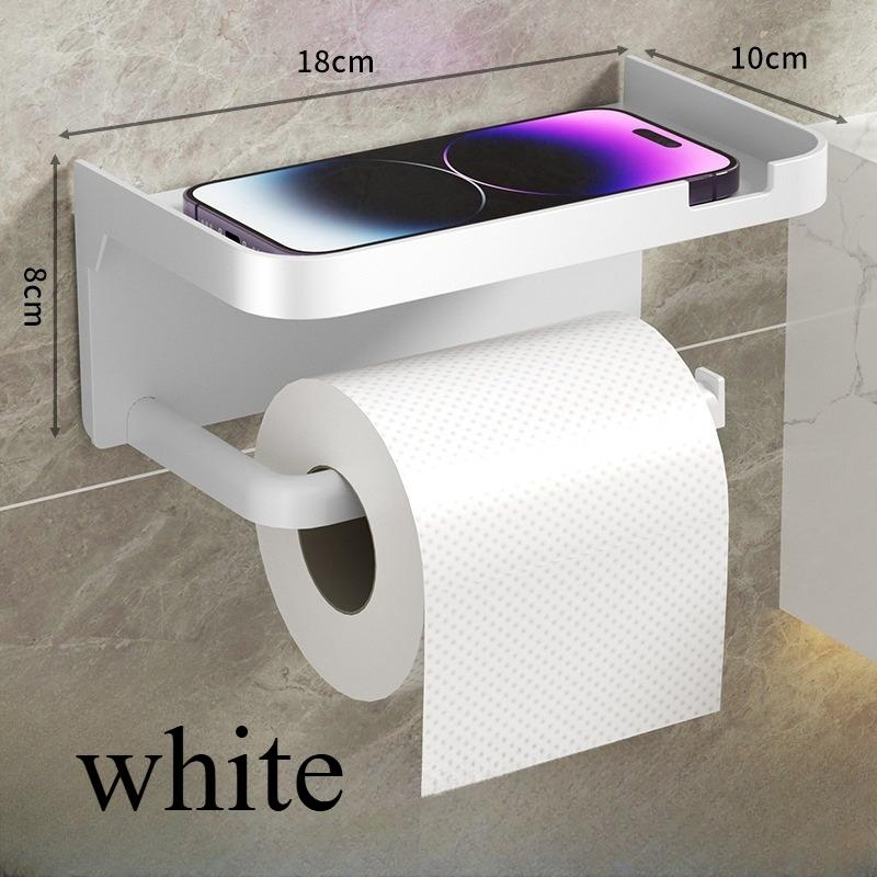 1pcs Black Toilet Paper Holder Bathroom Wall Mount Multifunction WC Paper Phone Holder Shelf Towel Roll Shelf Accessories