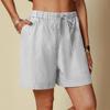 2024 Women's Cotton Linen Loose Casual Shorts with Elastic Waist and Drawstring