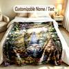 Gnome Theme Custom Blanket Personalized Name & Text Customized Soft Warm Throw Blanket Home Decor