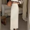 Bodycon A-Line Women's Black Knitted Maxi Skirt Autumn Winter High Waist Slim-Fitting Ankle-Length Straight Skirt