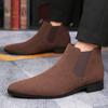 Luxury Fashion Designer New Suede Leather Pointed Toe Business Casual Ankle Boot For Men Winter Chelsea Leather Shoes