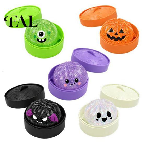 Steamed Bun Squeeze Toy Halloween Dumpling Stress Relief Toy, Cartoon Party with Steamer, Sensory Ball Fidget Favors Durable