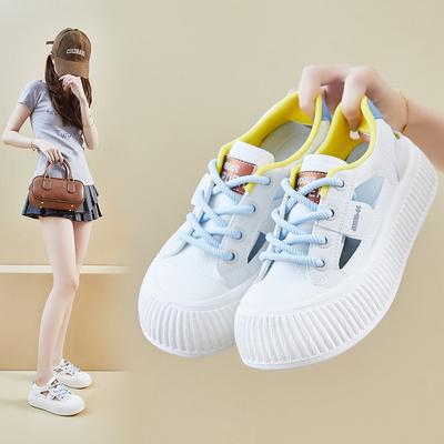 Summer White Shoes New Style of Female Students Hollow Breathable Thick Sole Heightened Casual Shoes