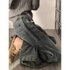 Women's High Waist Blue Retro Wide-Leg Jeans - Autumn New Design, Loose Fit, Floor-Length Slimming Pants