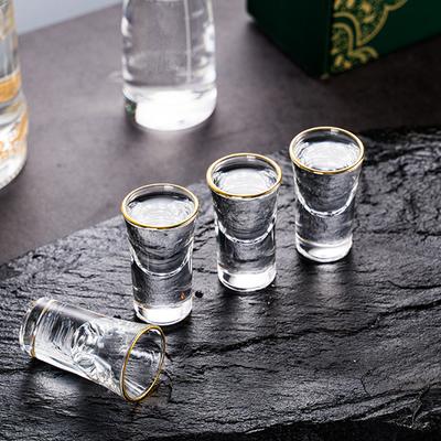 25ml 6pcs/12pcs Set Thick Bottomed Gold Rimmed Wine Glass Art Design Light Luxury Vodka Spirits Glasses Bullet Cup Liquor Goblet