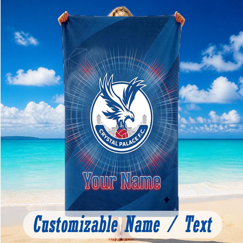 Beach Towel Custom Name Text, Quick Dry Large Towel For Beach HomeCrystal Palace