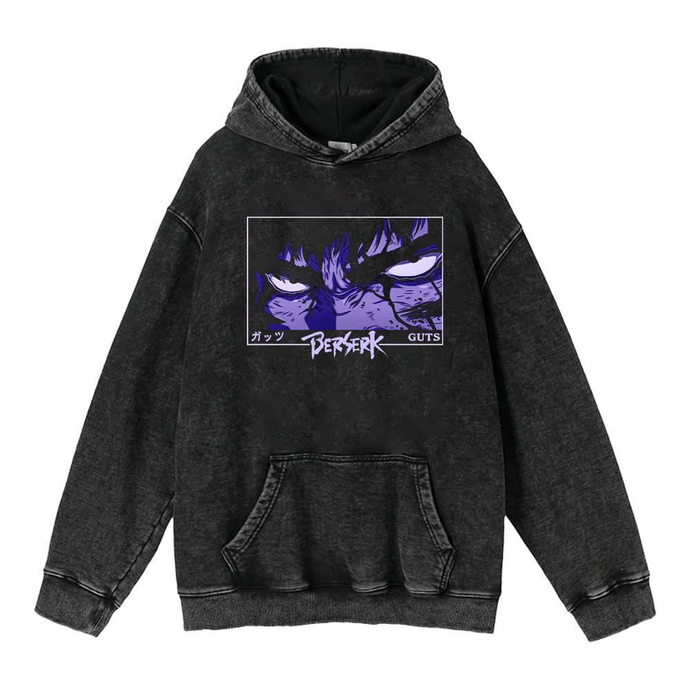 440G Heavy Washed Retro Animation Street Retro Cotton Sweater, Street Tide Hooded Sweater