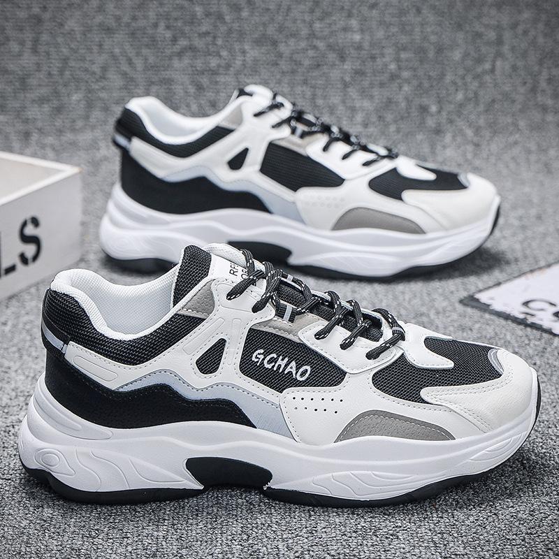 Wiosenny Trend Męskich Butów ze Studencką Siateczkową Powierzchnią Casualowe Buty Sportowe Małe Białe Buty na Platformie Daddy Buty Tide