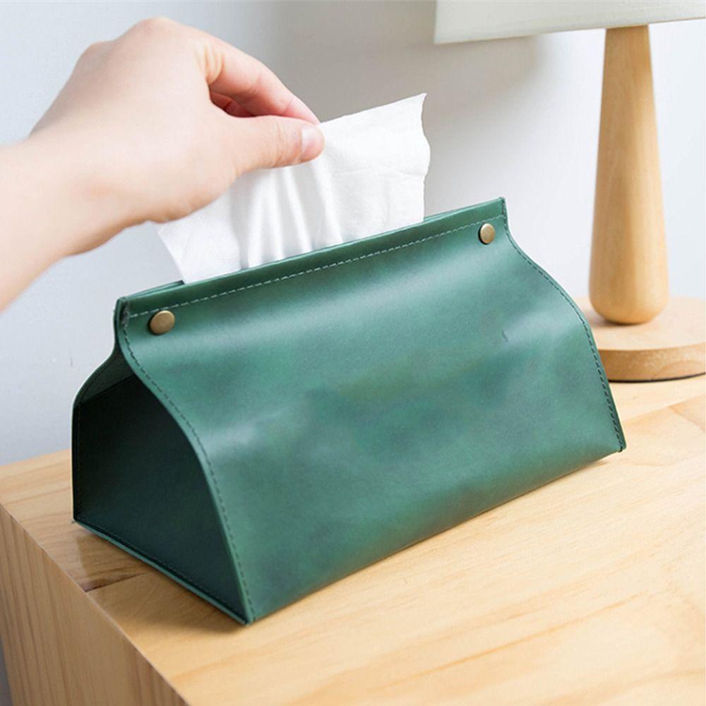 Desktop Bathroom PU Leather Paper Towel Dispenser Napkin Box Wipes Storage Case Tissue Holder