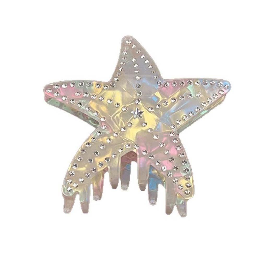 

Five Pointed Star Colorful White Shark Clip Headwear Acetic Acid Hair Claw Girls белый